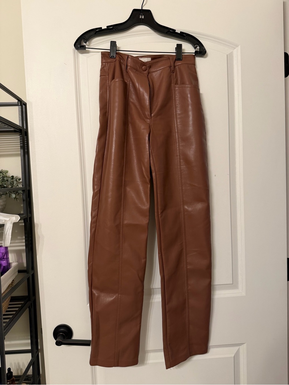Wilfred Brown Faux Leather Boot Cut Pants